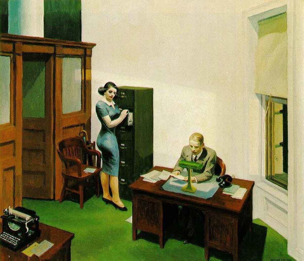 edward hopper office at night painting