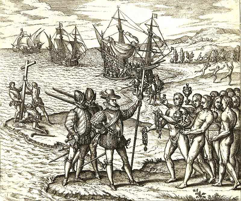 engraving columbus hispaniola awawak