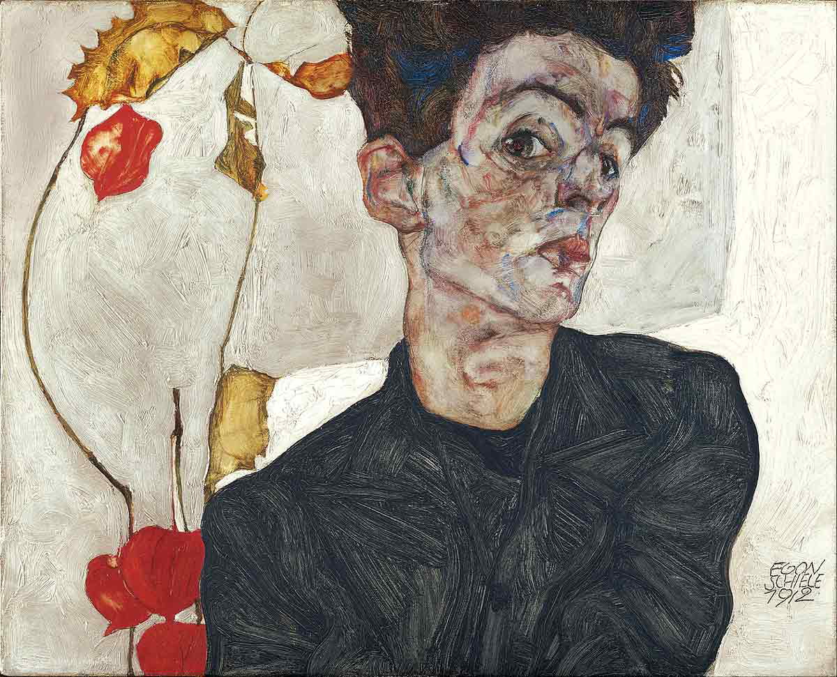 famous artists schiele self portrait painting