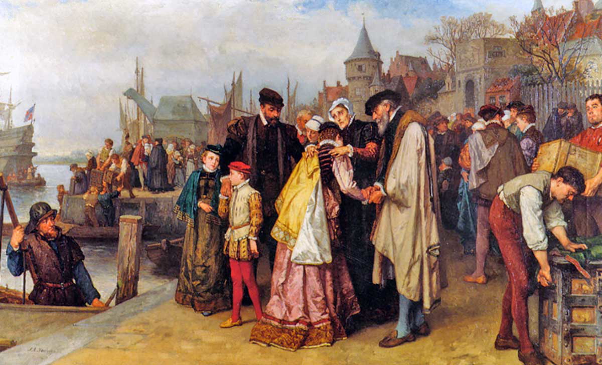 huguenot refugees disembark their boats