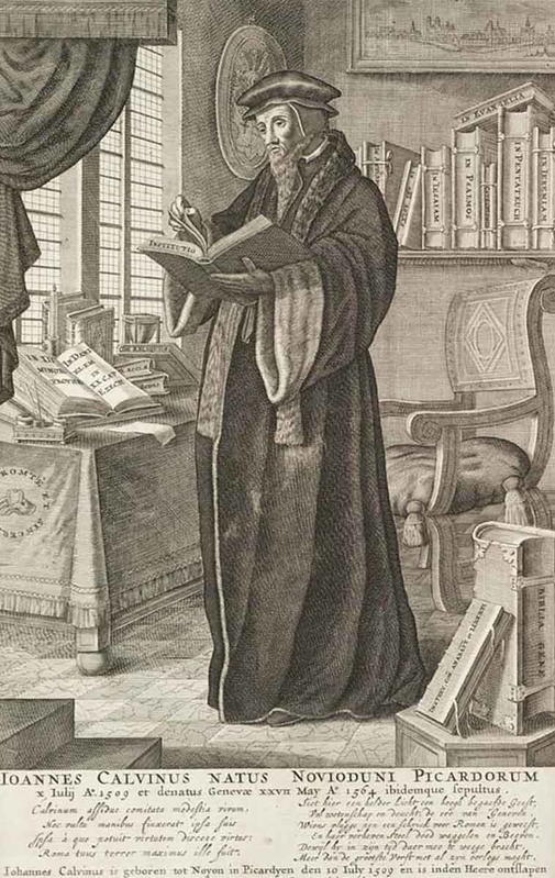 john calvin reading the institutes in his library
