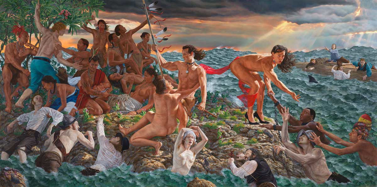 kent monkman mistikôsiwak wooden boat people welcoming the newcomers 2019