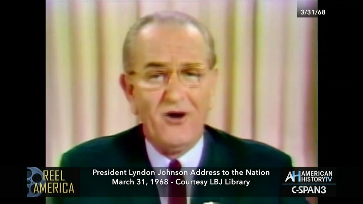 lyndon johnson announces no reelection 1968