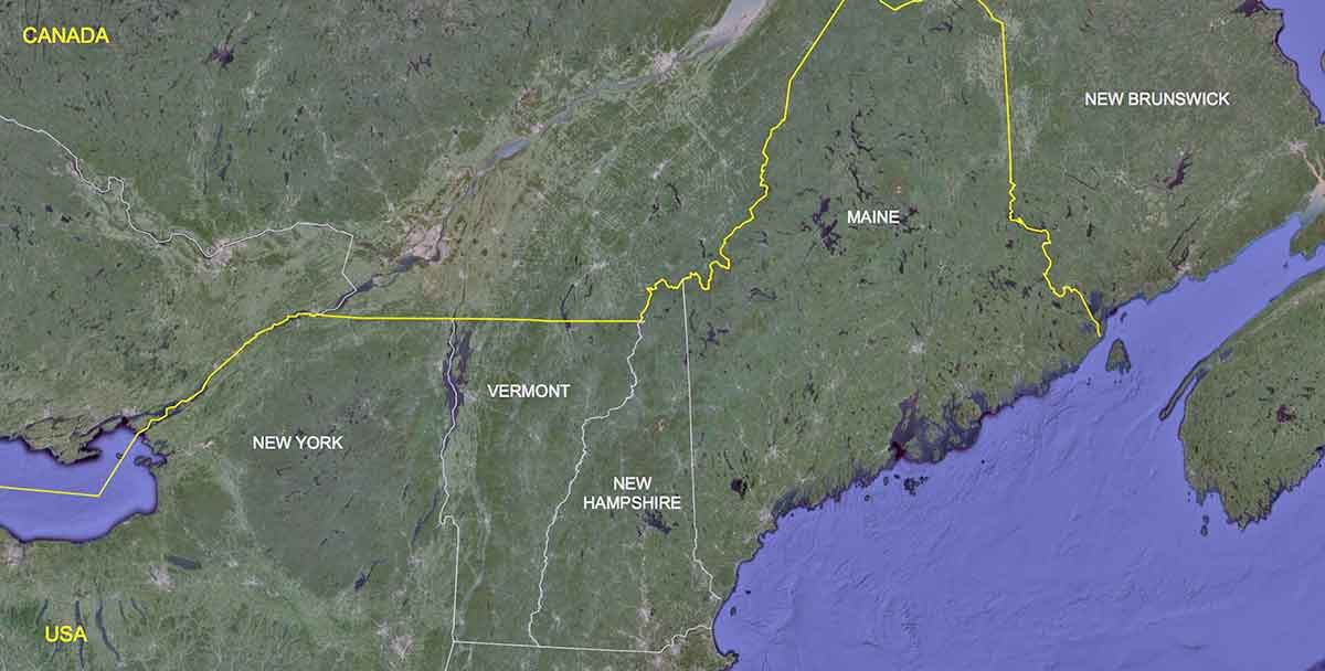 maine fun facts border map