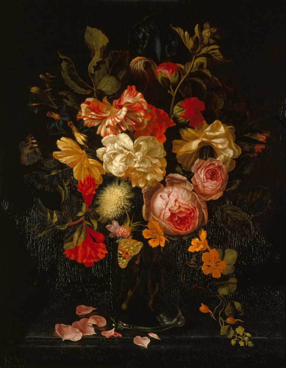 maria van oosterwijck still life flowers butterflies