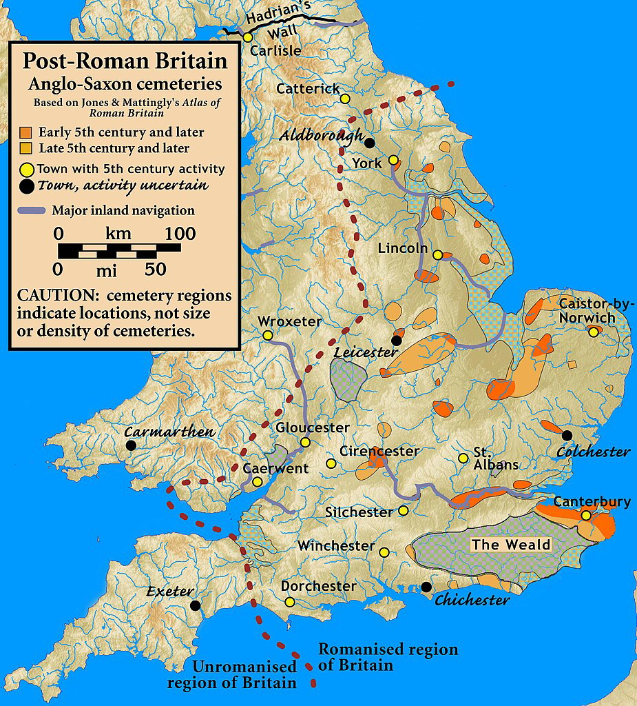 post roman britain fifth century anglo saxon cemeteries map
