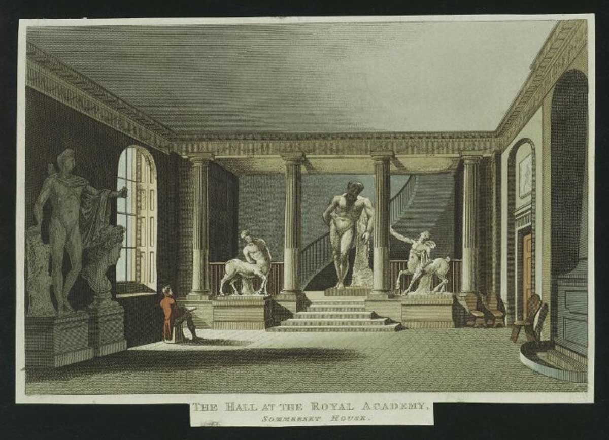 royal academy hall greek sculpture etching