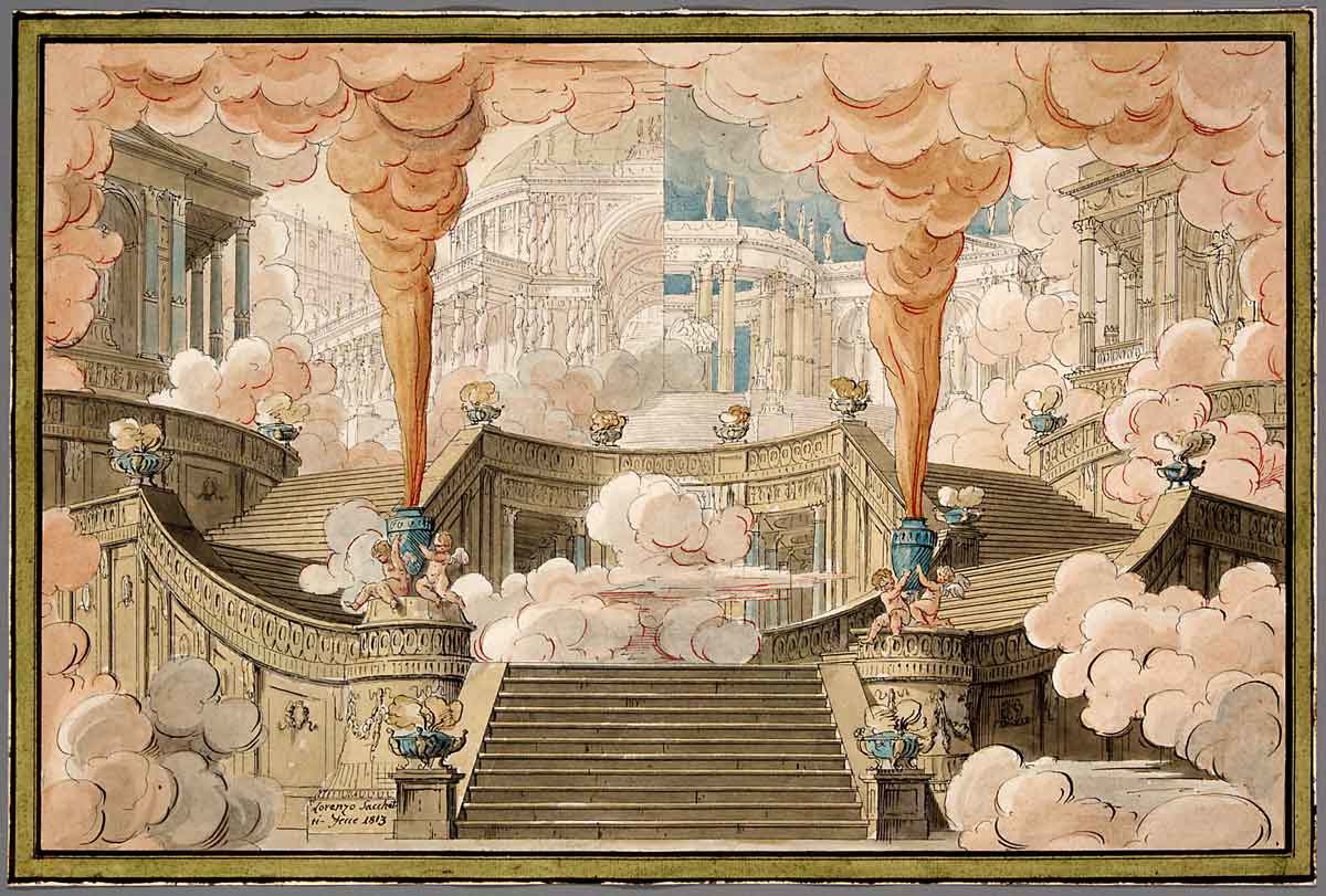 stage design painting staircase angels lorenzo zachetti