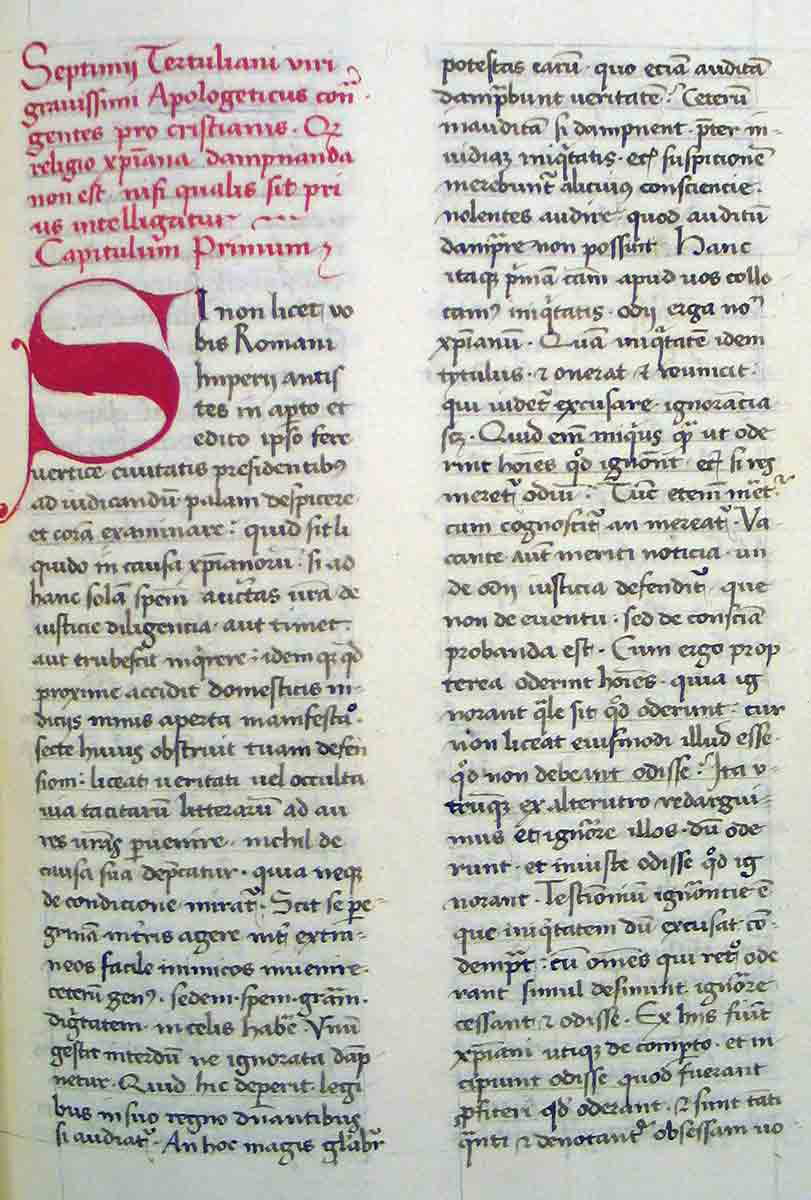 Tertullian’s manuscripts of the Apologeticum. Source: Tertullian.org