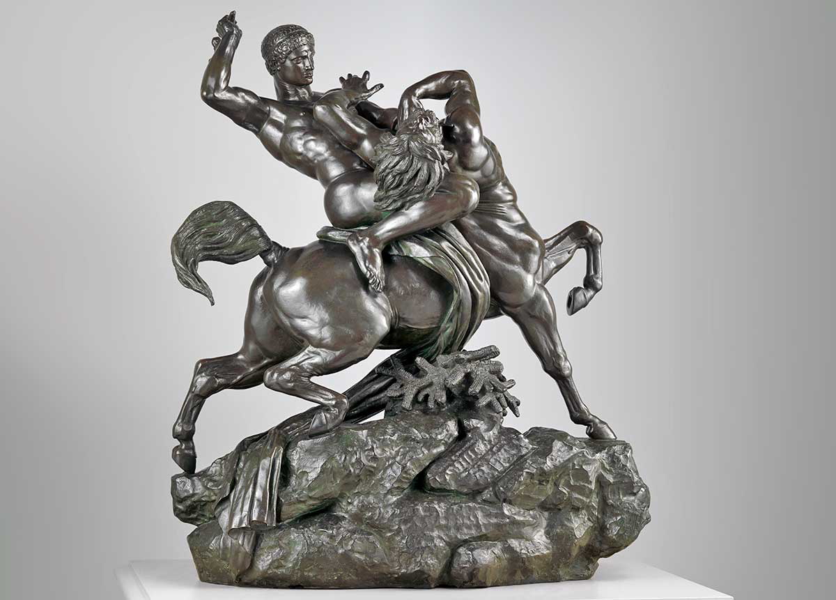 theseus fighting centaur statue