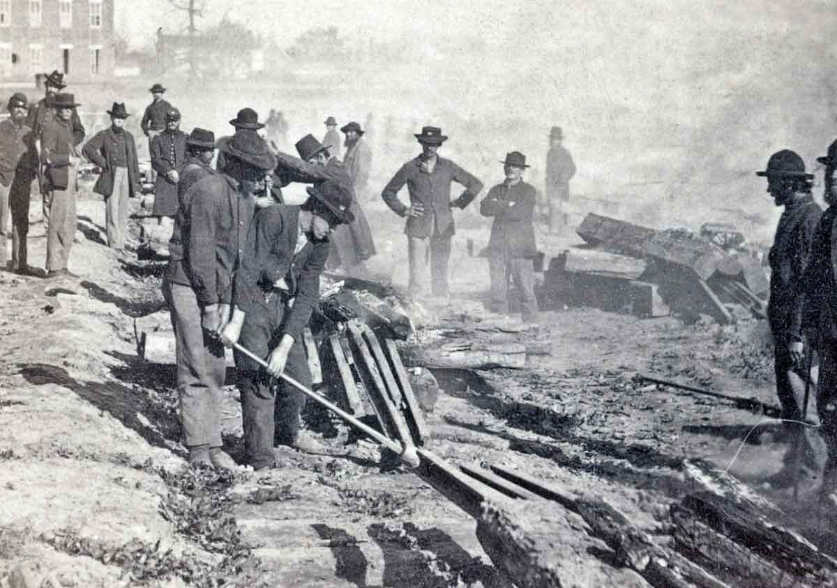 union troops destroy atlanta railroad tracks