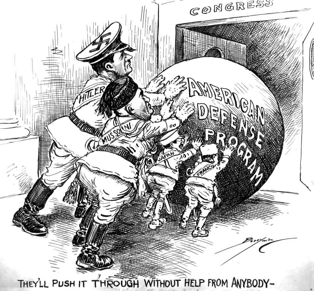 us respond to fascist agression cartoon