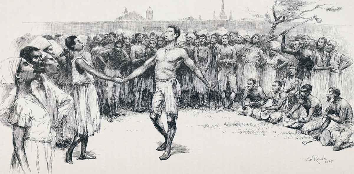Dancing in Congo Square artists impression, by EW Kemble 1885, Source: Wikimedia Commons