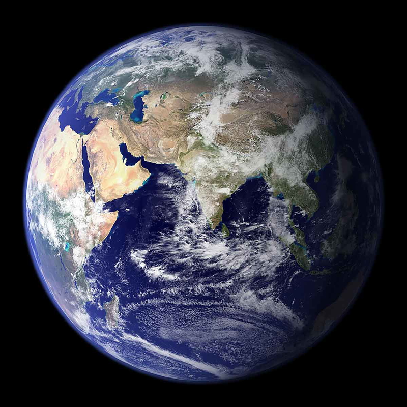 The Spherical Earth: NASA image of Earth’s Eastern Hemisphere, Source: Wikimedia Commons