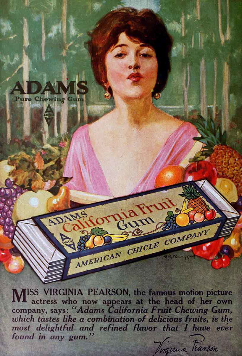 American Chicle Company chewing gum advertisement, c. 1919. Source: CTG Publishing