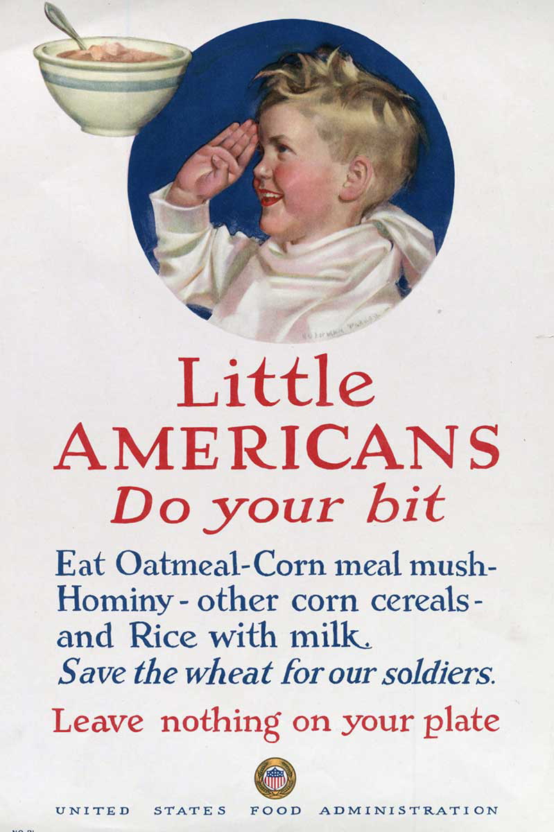 babies cereal milk save wheat propaganda poster 1918