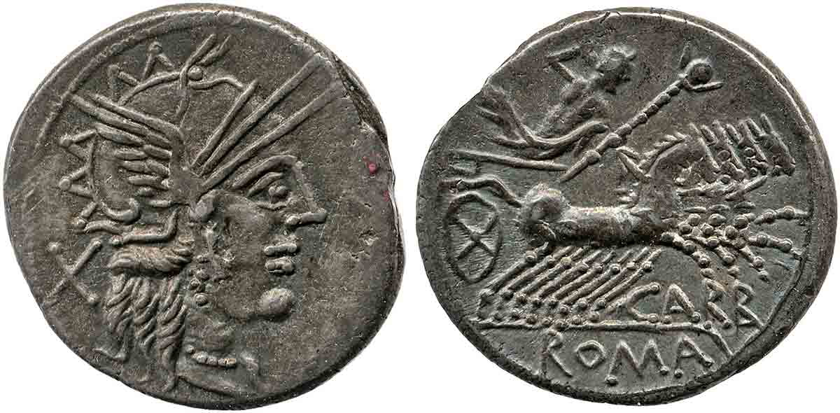 carbo denarius roma jupiter cimbrian war