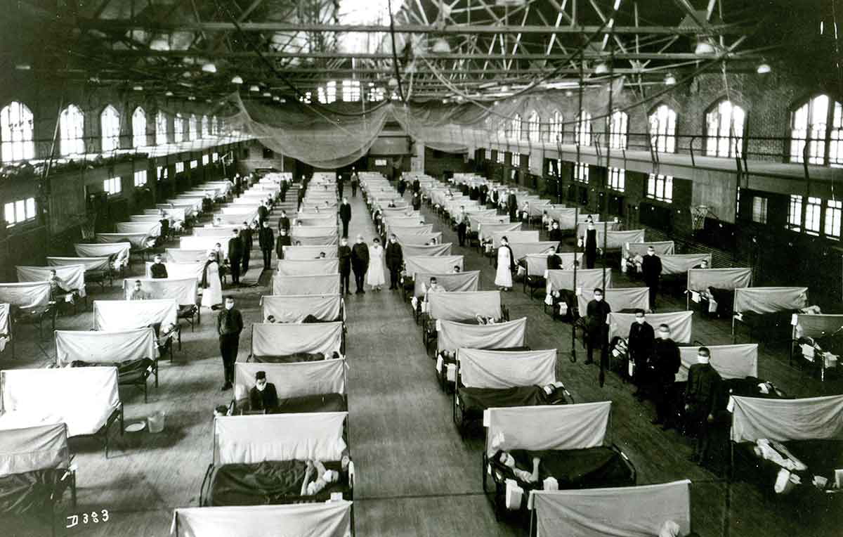 iowa gymnasium temporary hospital 1918 spanish influenza