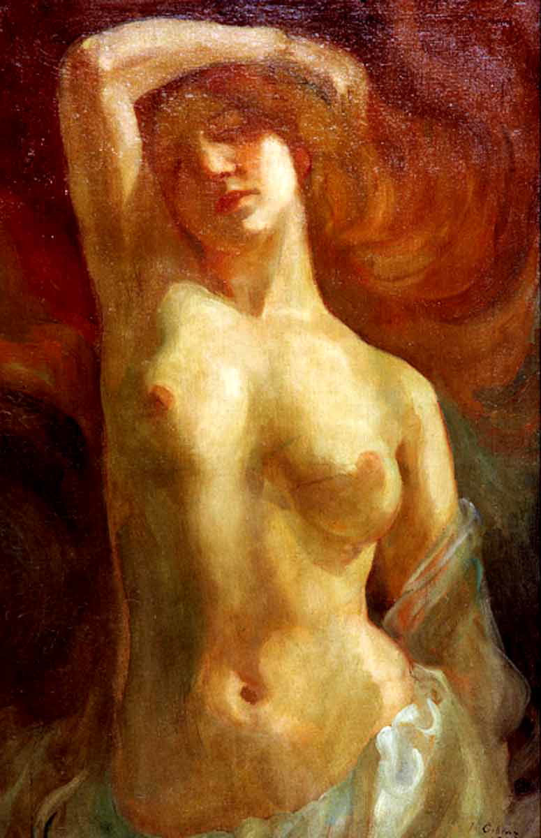 khalil-gibran-nude-woman-orange-hair-painting