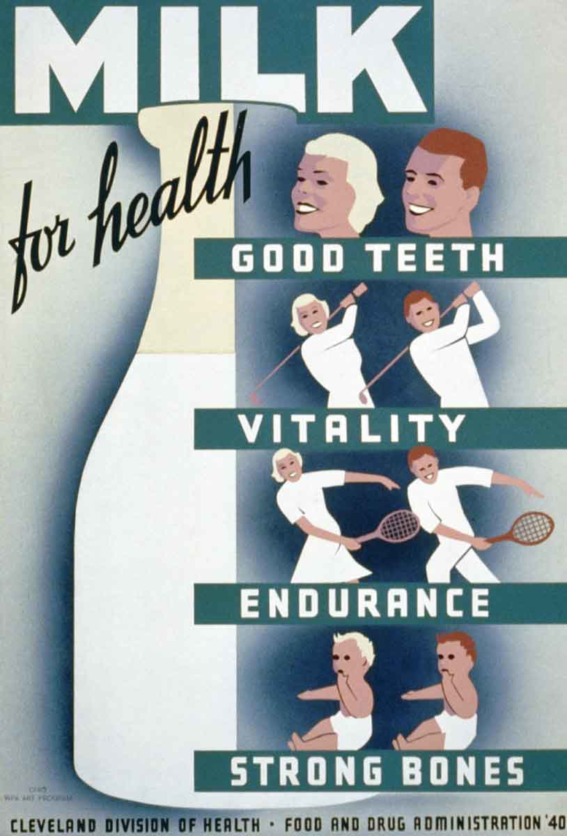milk for health propaganda poster cleveland division 1940