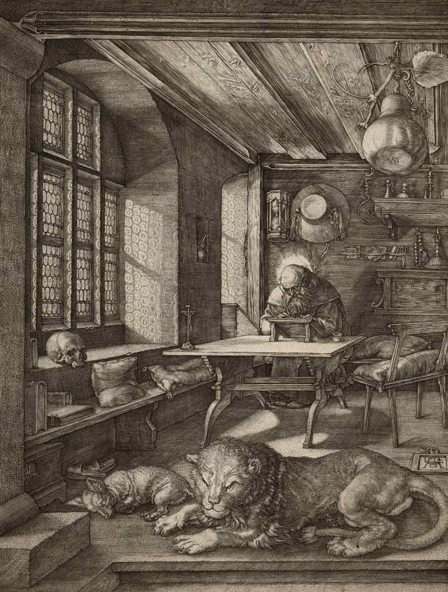 saint jerome in study print lion