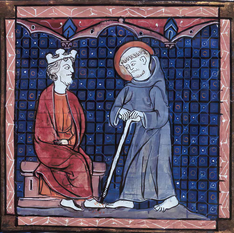 The earliest known image of Saint Patrick, from a 13th-century manuscript. Source: Huntington Library