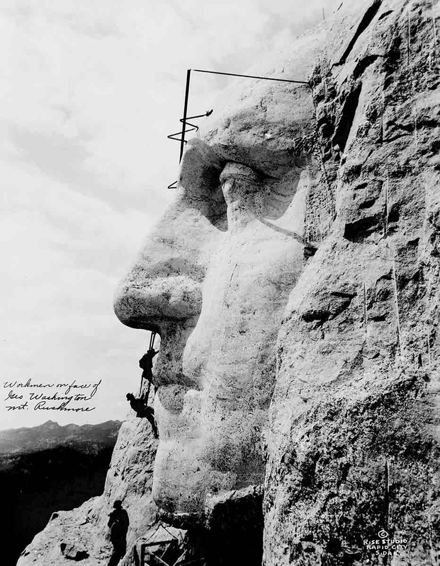 Mount Rushmore heads under construction
