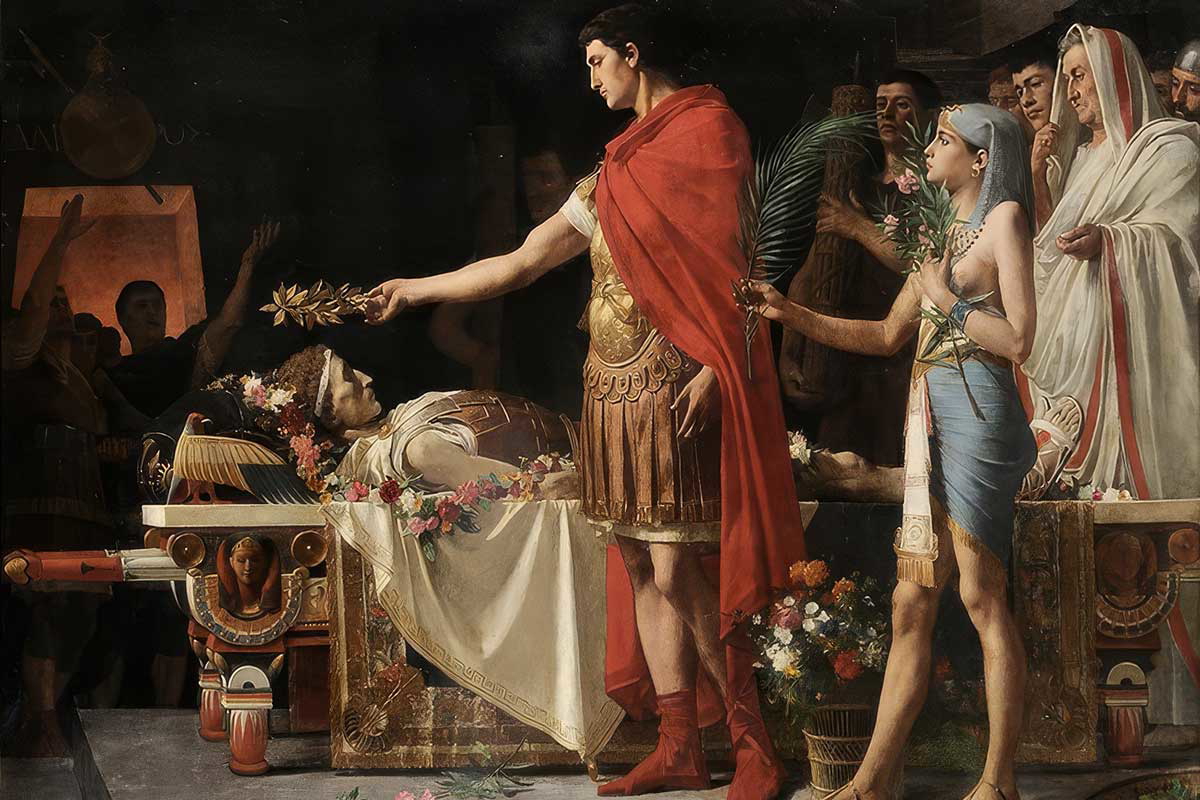 Augustus at the Tomb of Alexander the Great, by Lionel Noel Royer, 1878, private collection