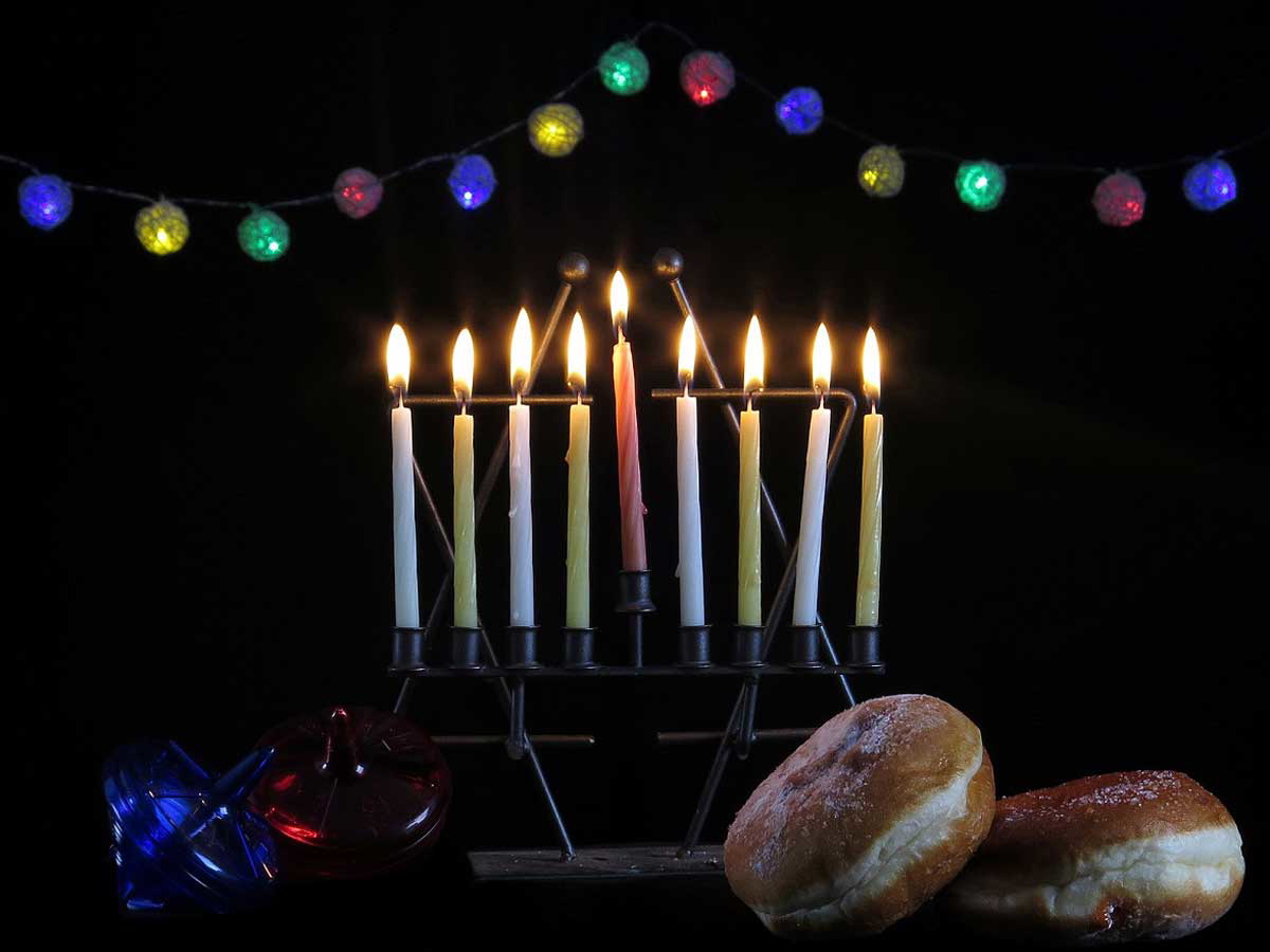 hanukkah menorah with cake