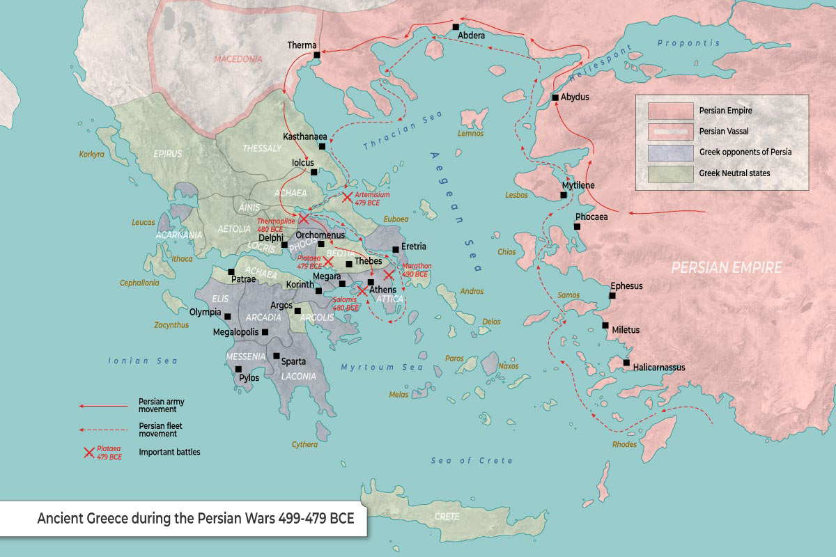 Map of the Greco-Persian Wars