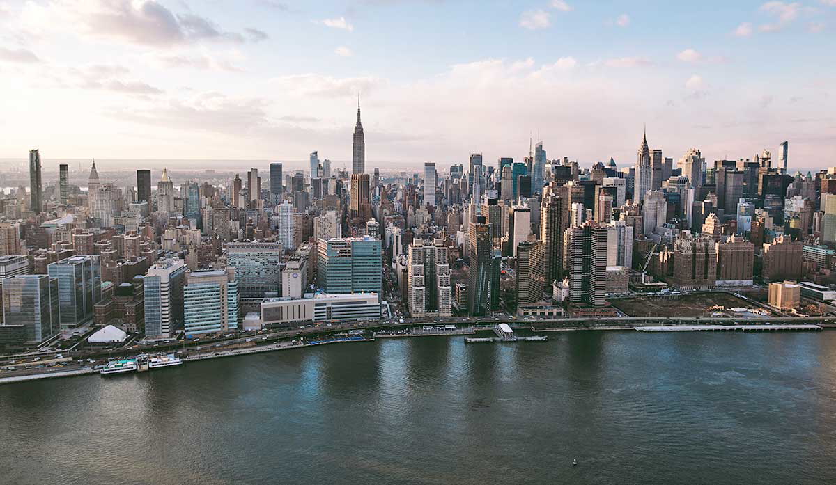 new york skyline water sky buildings panorama