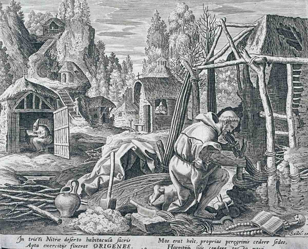Saint Origen, no. 19 from Trophaeum Vitae Solitariae (Lives of the Hermits), by Jan Sadeler, 16th century. Source: Fine Arts Museum of San Francisco