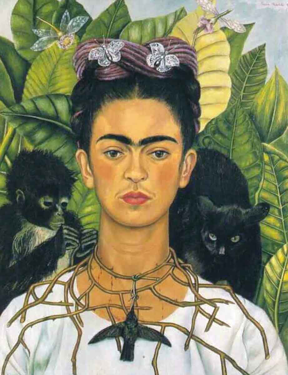 self portrait necklace thorns hummingbird frida kahlo