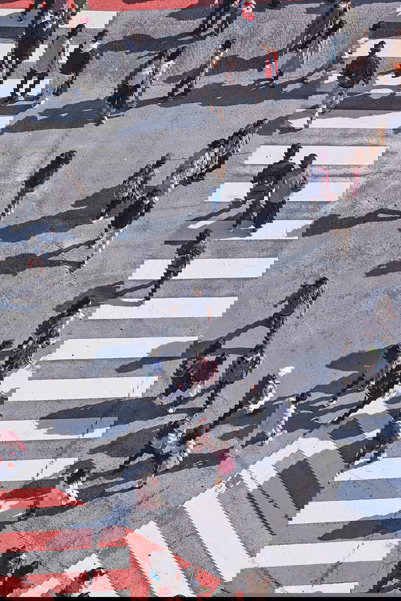 shibuya rush hour japan people walking shadows