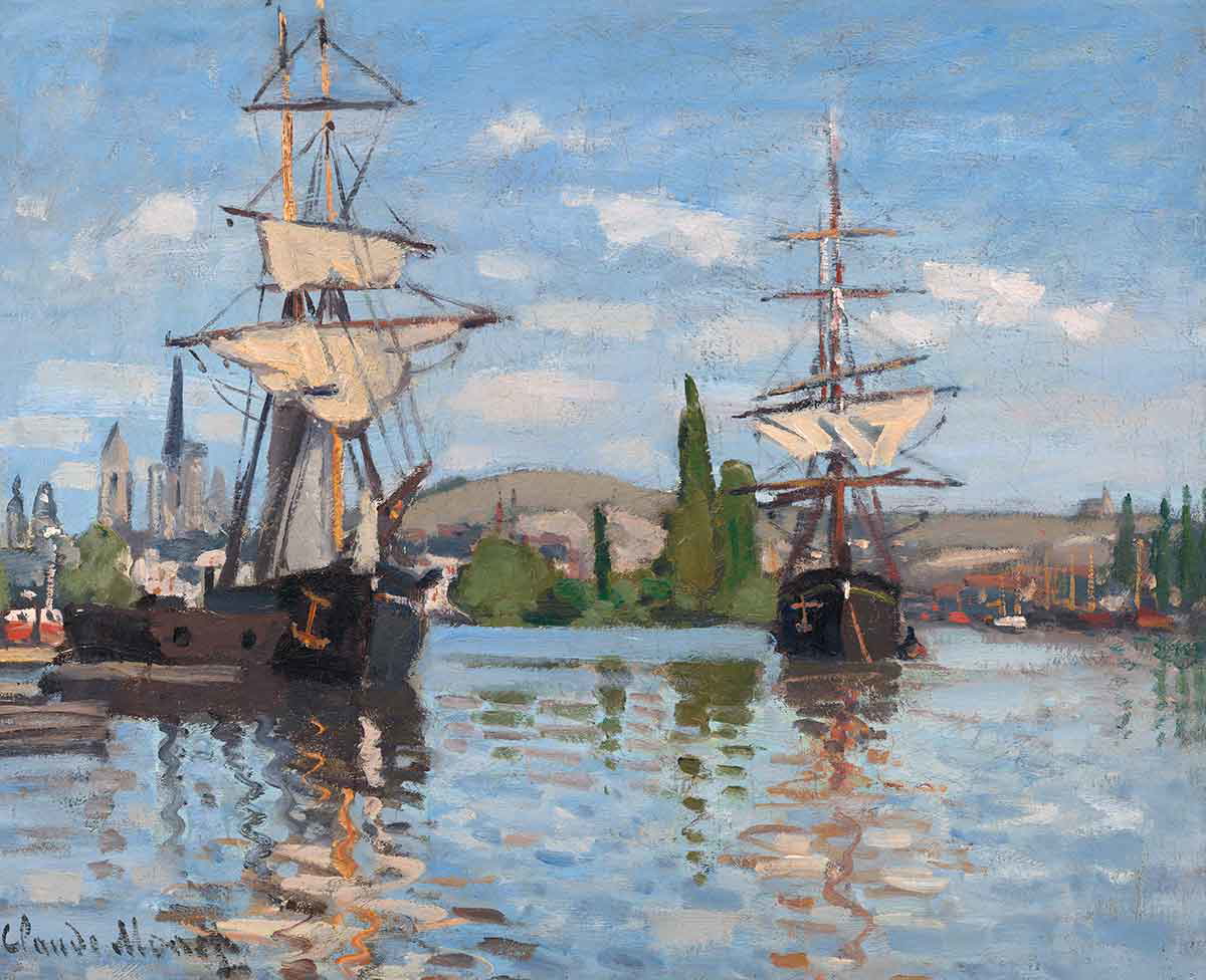 ships riding seine rouen claude monet