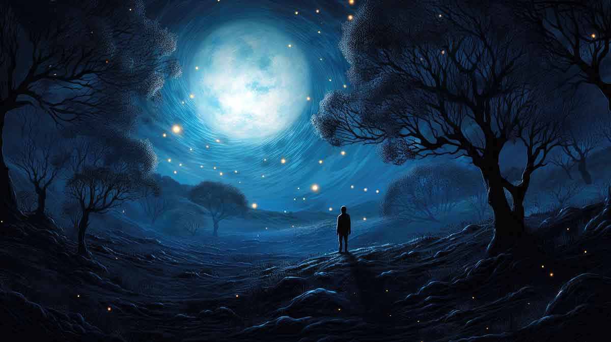 Illustration of the moon in a dreamscape. Source: Pixabay