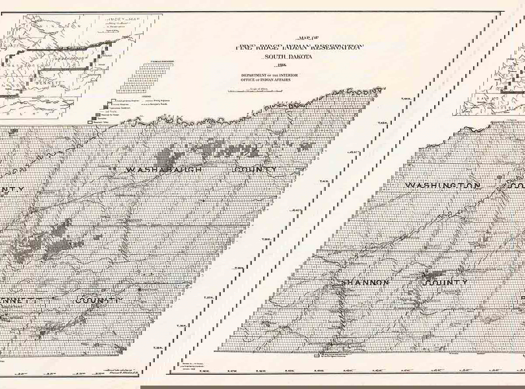 A map of Pine Ridge Indian Reservation, South Dakota, (1914), Source: Wikimedia Commons