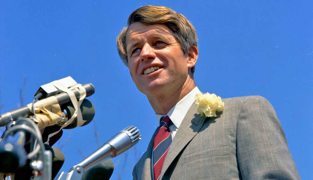 Senator Robert F Kennedy, pictured 1968, the same year he questioned Ben Black Elk before the US Senate hearing on Indian Education, Source: Wikimedia Commons
