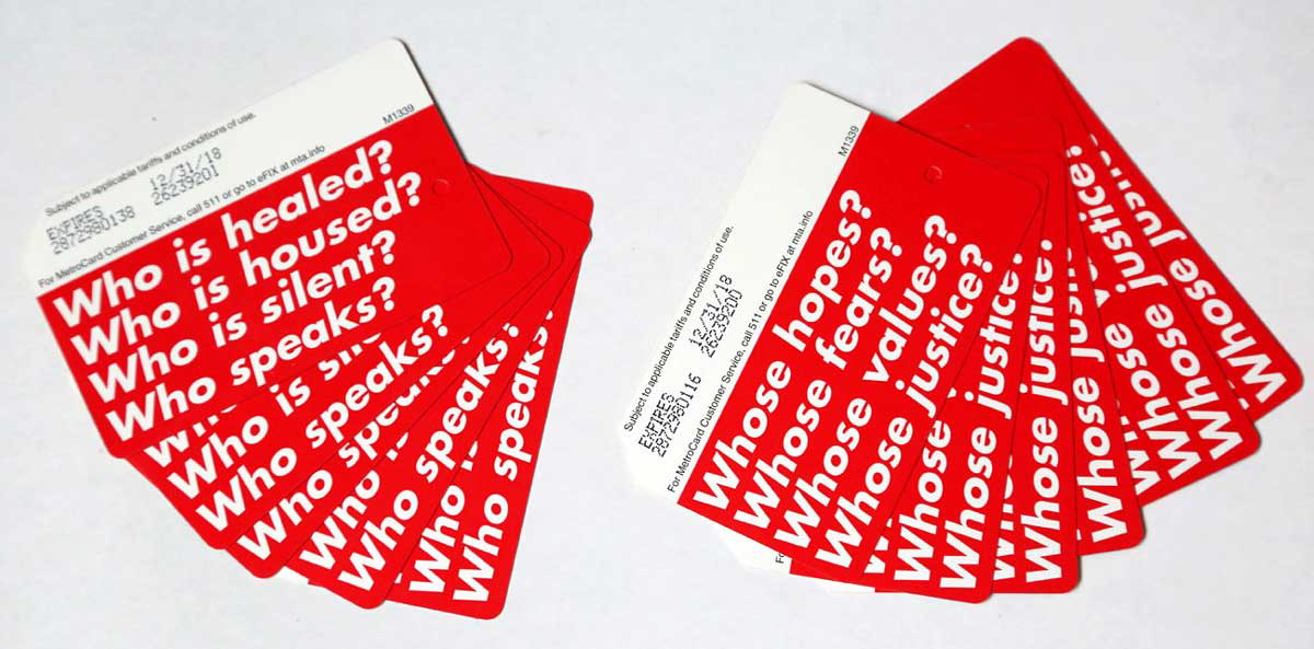 barbara kruger metro cards
