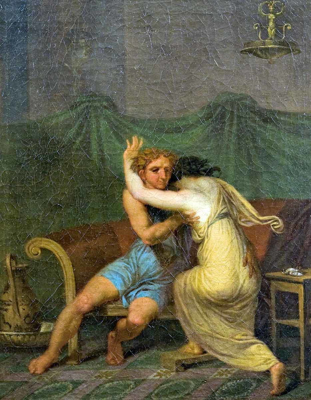 Catullus and Lesbia, who in his arms seeking solace for her sparrow’s death, c. 1809, via Nivaagaard Museum.