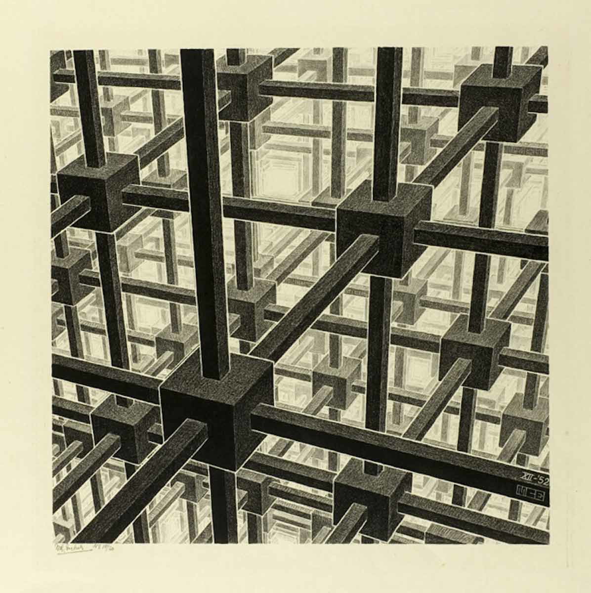 cubic space division mc escher 1952