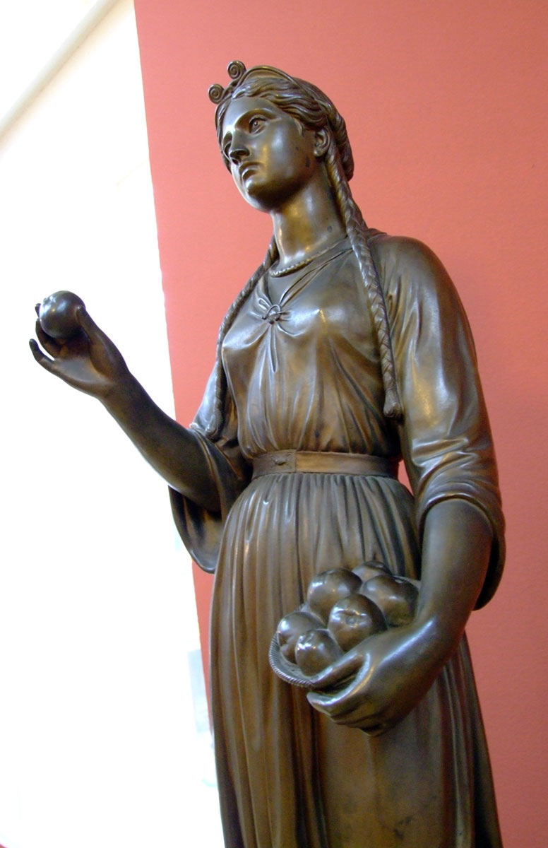 idun norse goddess statue with apples