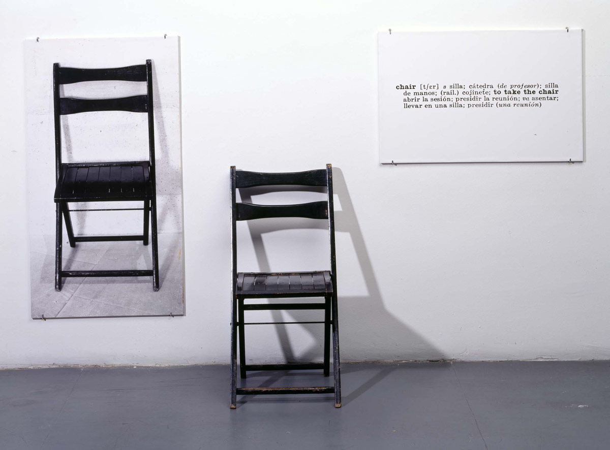 joseph kosuth one three chairs installation