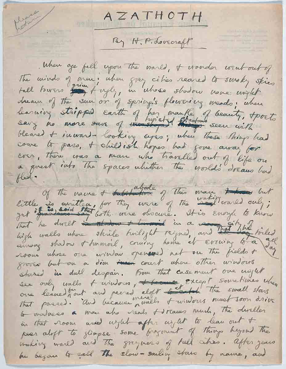 lovecraft azathoth story manuscript cosmic horror