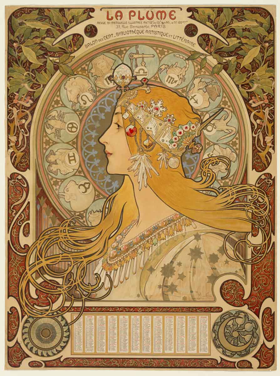 mucha zodiac print
