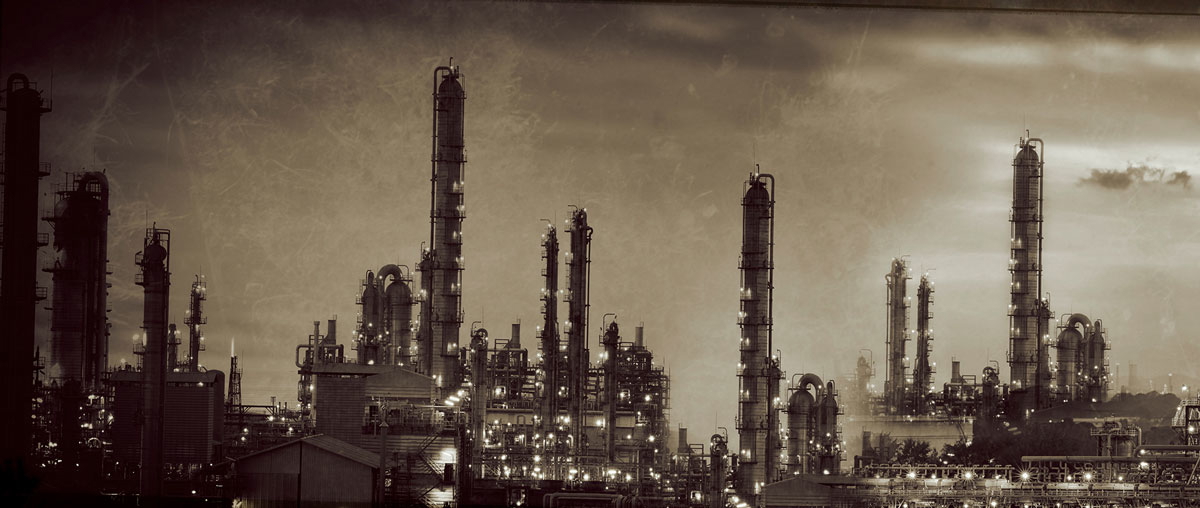 oil refinery evening