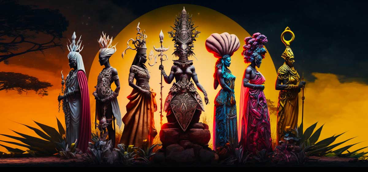 orisha goddess god statues religion yoruba sunrise