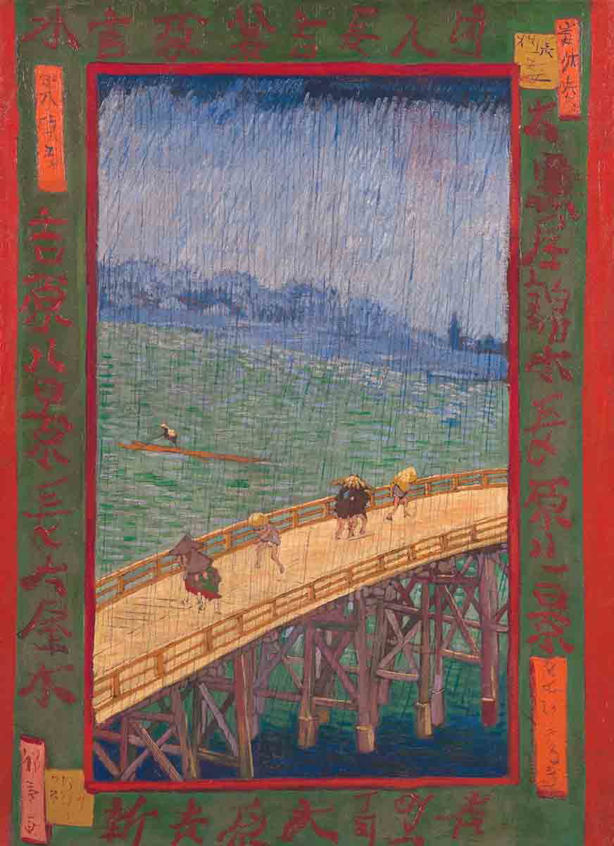 van gogh bridge in the rain painting