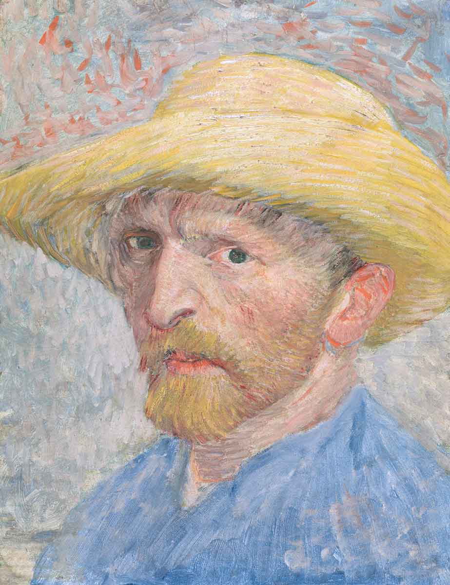 van gogh self portrait with straw hat