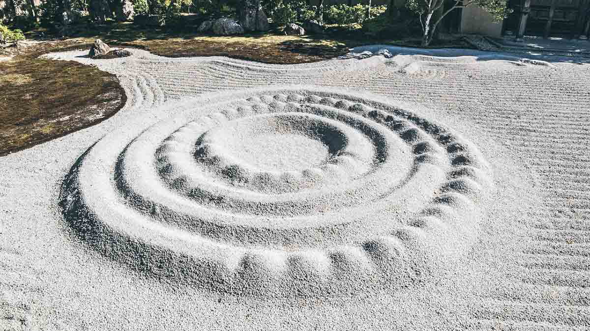 zen garden in golden temple kyoto